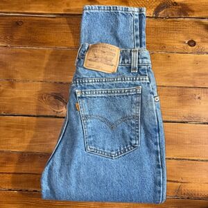 Vtg Levi's Slim Fit Tapered Leg Mom Jeans Wmn 9 Long (27x33) USA Orange Tab 1995